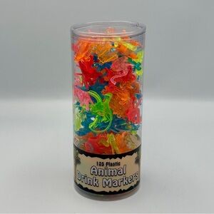 Vintage 2001 125 Plastic Animal Cocktail Drink Markers Camel Giraffe Monkey